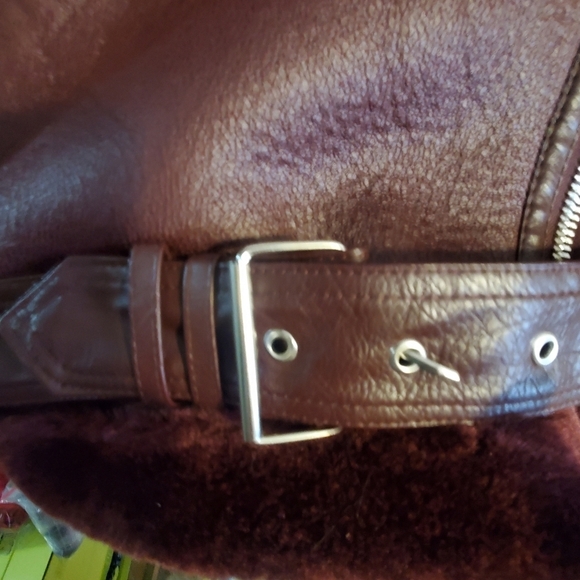 Faux fur faux leather moto jacket. Sz med. Purple. - Picture 3 of 8